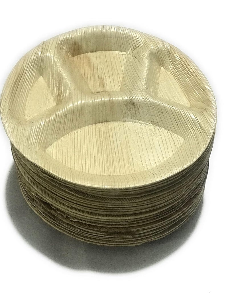 Glassware أطباق زجاجية من أوراق الأريكا مع 4 أقسام أطباق قابلة للتصرف لحفلات الأحداث صديقة للبيئة قابلة للتحلل مثل أطباق الخيزران أطباق للاستخدام مرة واحدة 50 طبق 100 وعاء - Image 5