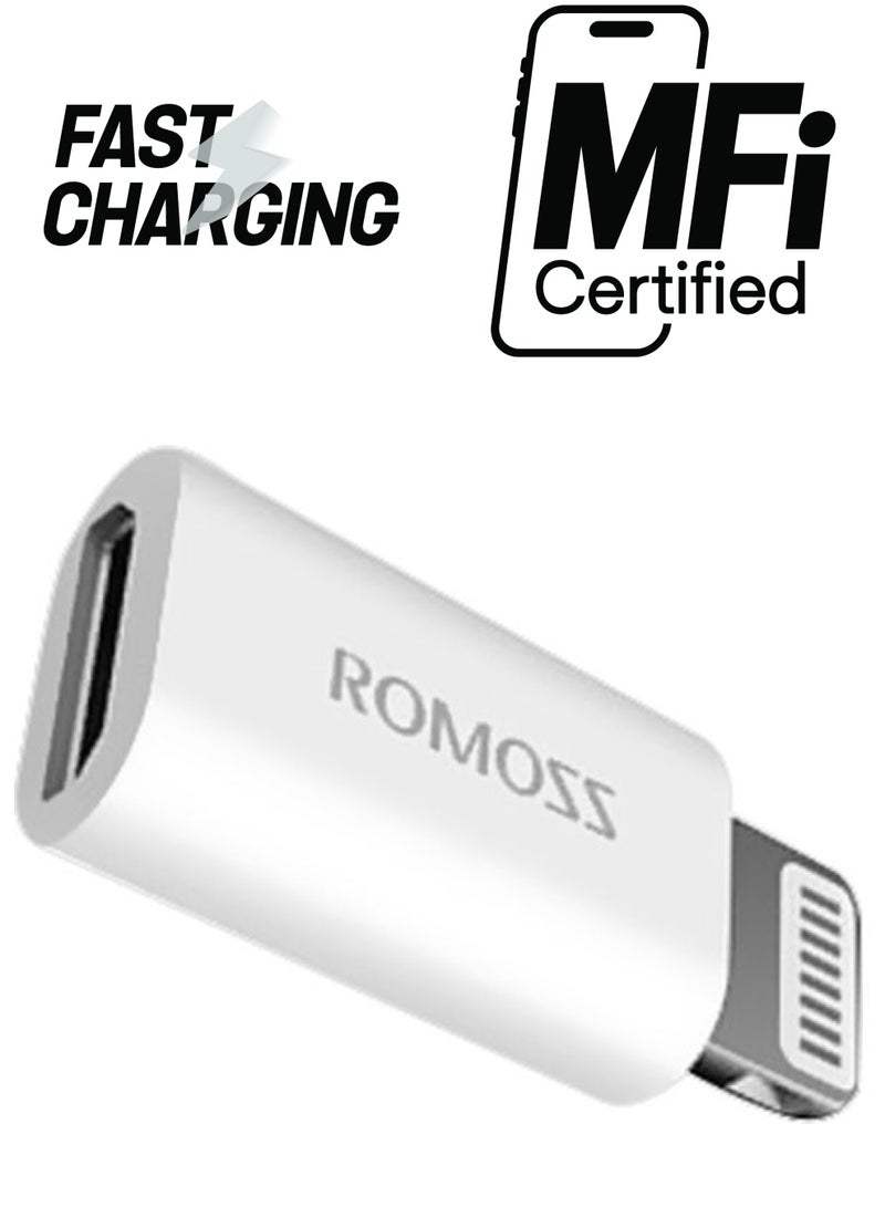 ROMOSS Lightning to Micro USB Adapter White - Image 1