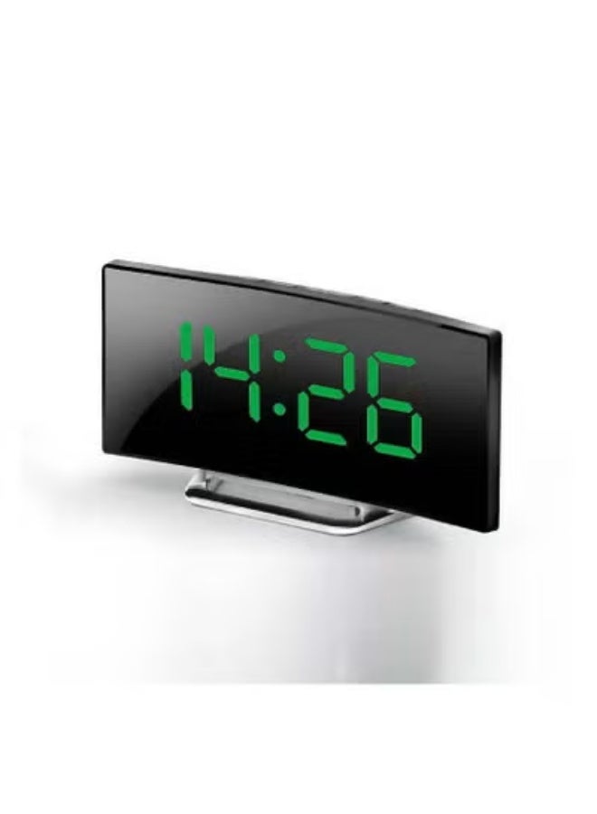 Multifunctional Desktop Luminous Electronic Clock Creative Large Screen Curved Home Digital Mirror Clock Ornament