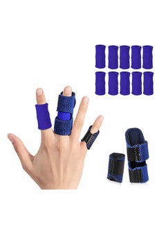 Y&D Finger Splint, Set of 2 Trigger Brace with 10 Nylon Sleeves for Pain Relief and Sport Injuries, Swelling Tendon Release Relieving Stiffness Sprained Knuckles (Blue)  - Image 1