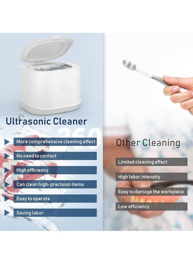 AROAQ 49KHZ Ultrasonic Cleaner Portable Jewellery Cleaner Ultrasonic Jewelry Cleaning Machine with 220ML Tank for Retainer Mouth Guard Dentures Aligner Watch Ring  Diamond Dental & Travel Use - Image 3