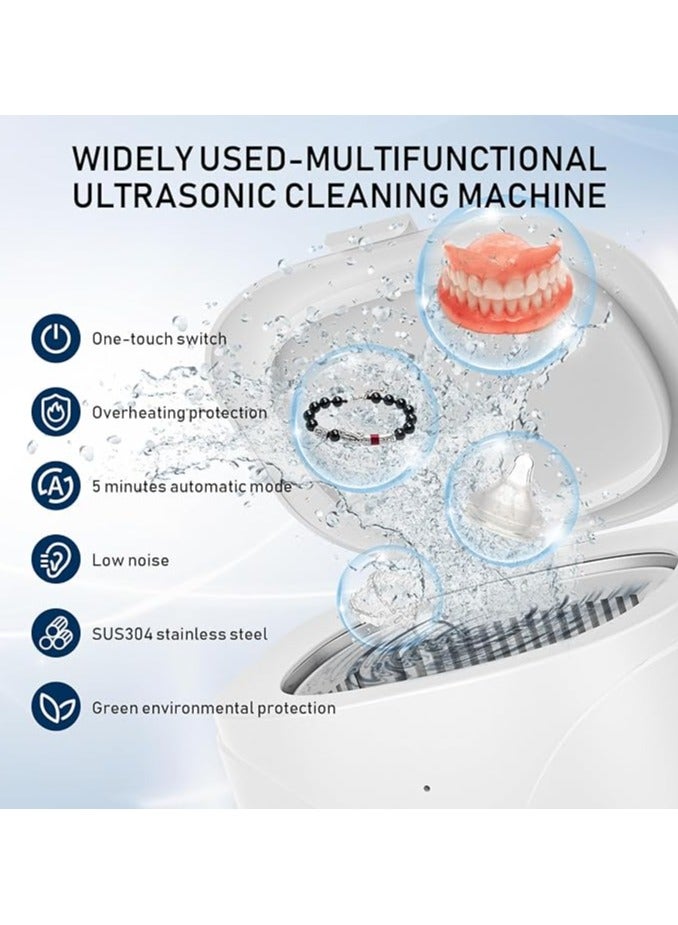 AROAQ 49KHZ Ultrasonic Cleaner Portable Jewellery Cleaner Ultrasonic Jewelry Cleaning Machine with 220ML Tank for Retainer Mouth Guard Dentures Aligner Watch Ring  Diamond Dental & Travel Use - Image 5