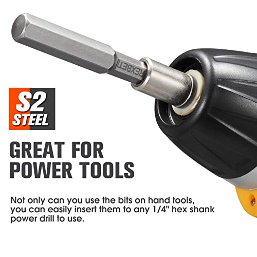 H9 11-Piece Allen Key Wrench Drill Bit Set | SAE & Metric Sizes | 75mm Long Hex Bits | S2 Steel Magnetic Screwdriver Bit Set with 1/4” Quick Release Hex Shank for Power Drill, Hand Tools & DIY Repair - Image 5