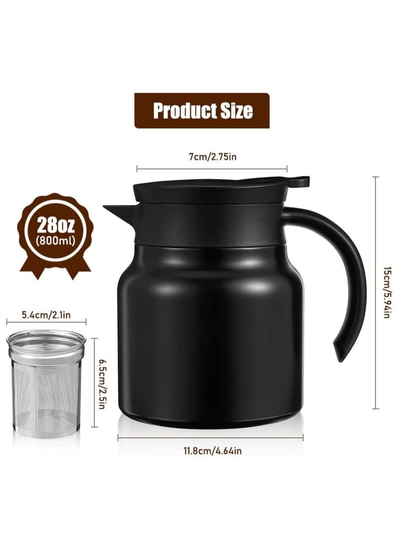 Arabest - Thermal Coffee Carafe 28Oz Coffee Carafes Tea Pot For Keeping Hot Stainless Steel coffee Double Walled Vacuum Thermal Carafe Insulated Coffee Dispenser with Removable Tea Infuser - Image 1