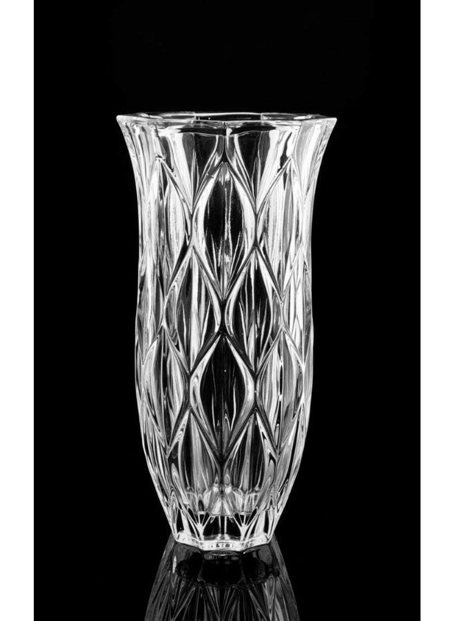 Amlong Crystal Large Size Clear Floral Vase 12 inches High 6 inch Top and 3 inch Bottom - Image 2