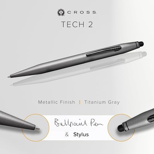 Cross Tech 2 Titanium Gray Ballpoint Pen – Refillable, Medium Point, Black Ink, Premium Gift Box - Image 2