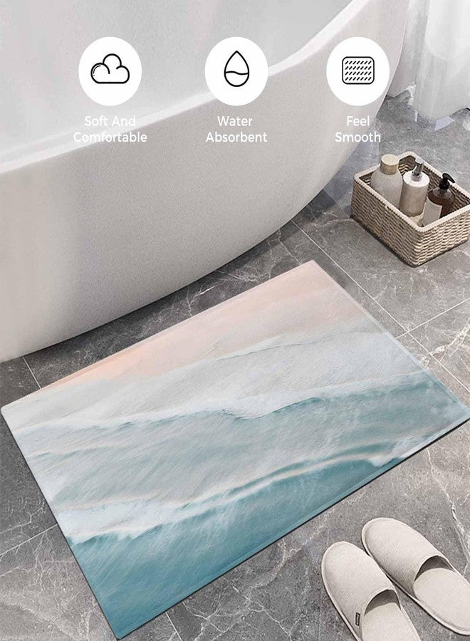 Litter Star Coastal Doormat Bath Rugs Summer Blue Sea Beach Sand Indoor Mats Entrance Floor Carpet for Bathroom Bedroom Living Room Gradient Wave Ocean Style 16x24In - Image 4