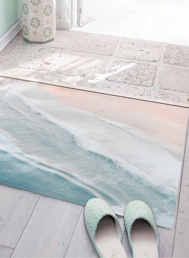 Litter Star Coastal Doormat Bath Rugs Summer Blue Sea Beach Sand Indoor Mats Entrance Floor Carpet for Bathroom Bedroom Living Room Gradient Wave Ocean Style 16x24In - Image 3