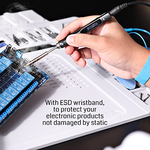 SainSmart Silicone Soldering Mat Premium Heat Resistant 932°F, 20 x 14 Inch Large Magnetic Anti-Static Mat with Wrist Strap, ESD Safe Electronics Work Mat for Computer Cell Phone Laptop Repair - Image 3