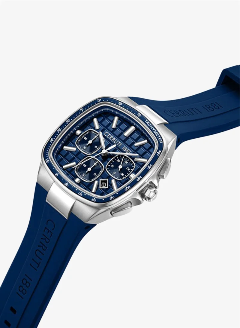 CERRUTI 1881 blue Men's Casale Blue Dial Silicone Strap Analog Watch for Men, 42mm for Men | Best Price UAE
