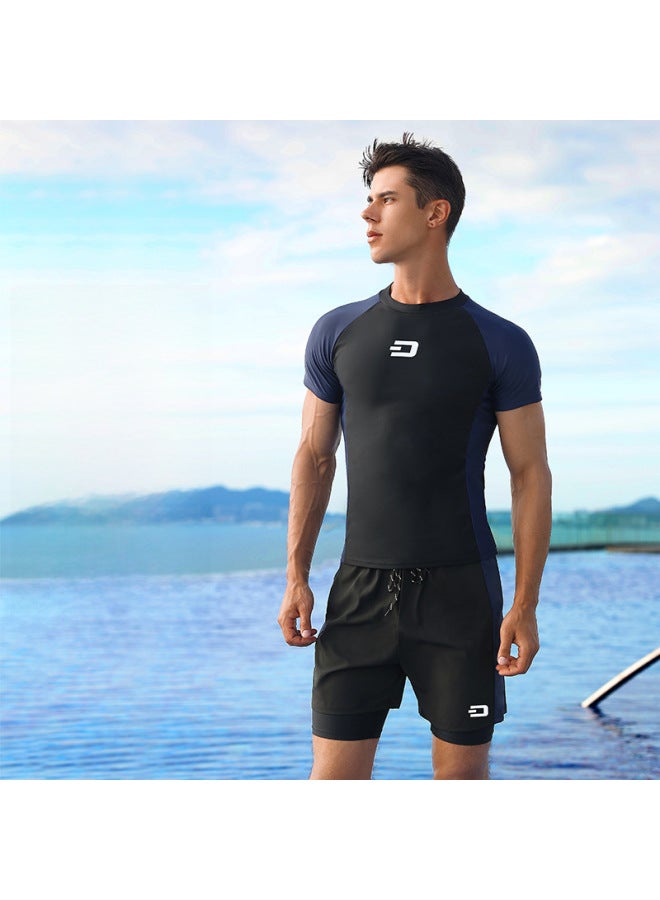 Loquat Swimsuit Men's Suit Professional Anti-embarrassment Plus Size Loose Double-layer Swimming Trunks Men's Swimsuit Quick-drying Swimming Full Set-Color:Three-piece Suit 【swimsuit + Swimming Trunks + Sw - Image 1
