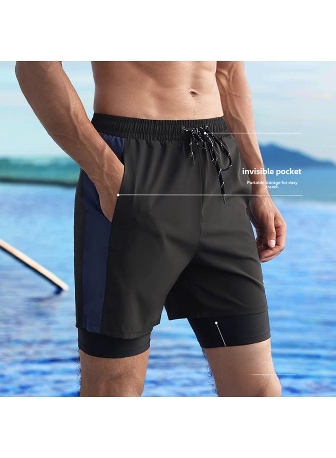 Loquat Swimsuit Men's Suit Professional Anti-embarrassment Plus Size Loose Double-layer Swimming Trunks Men's Swimsuit Quick-drying Swimming Full Set-Color:Three-piece Suit 【swimsuit + Swimming Trunks + Sw - Image 5