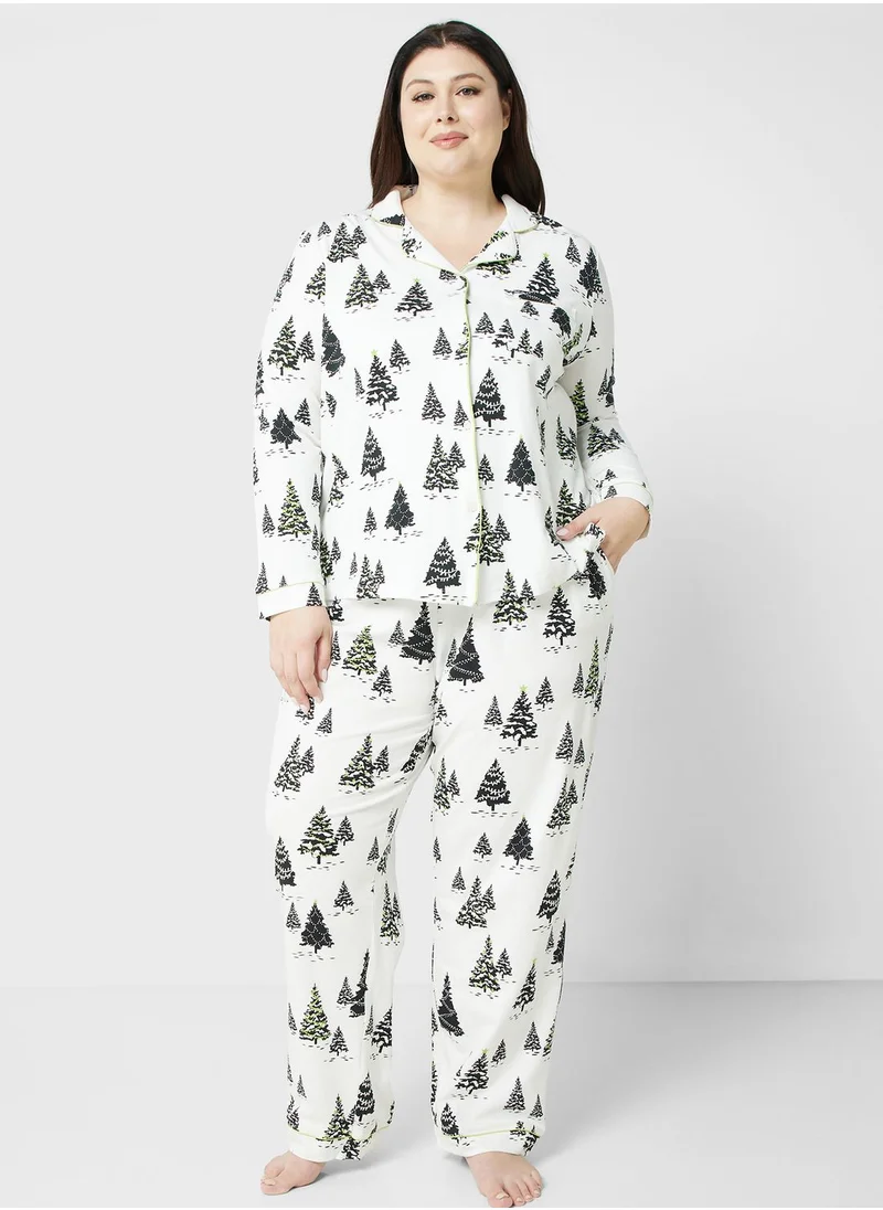 CHELSEA PEERS Printed Shirt & Pyjama Set