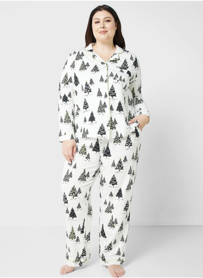 CHELSEA PEERS - Printed Shirt & Pyjama Set - Image 1
