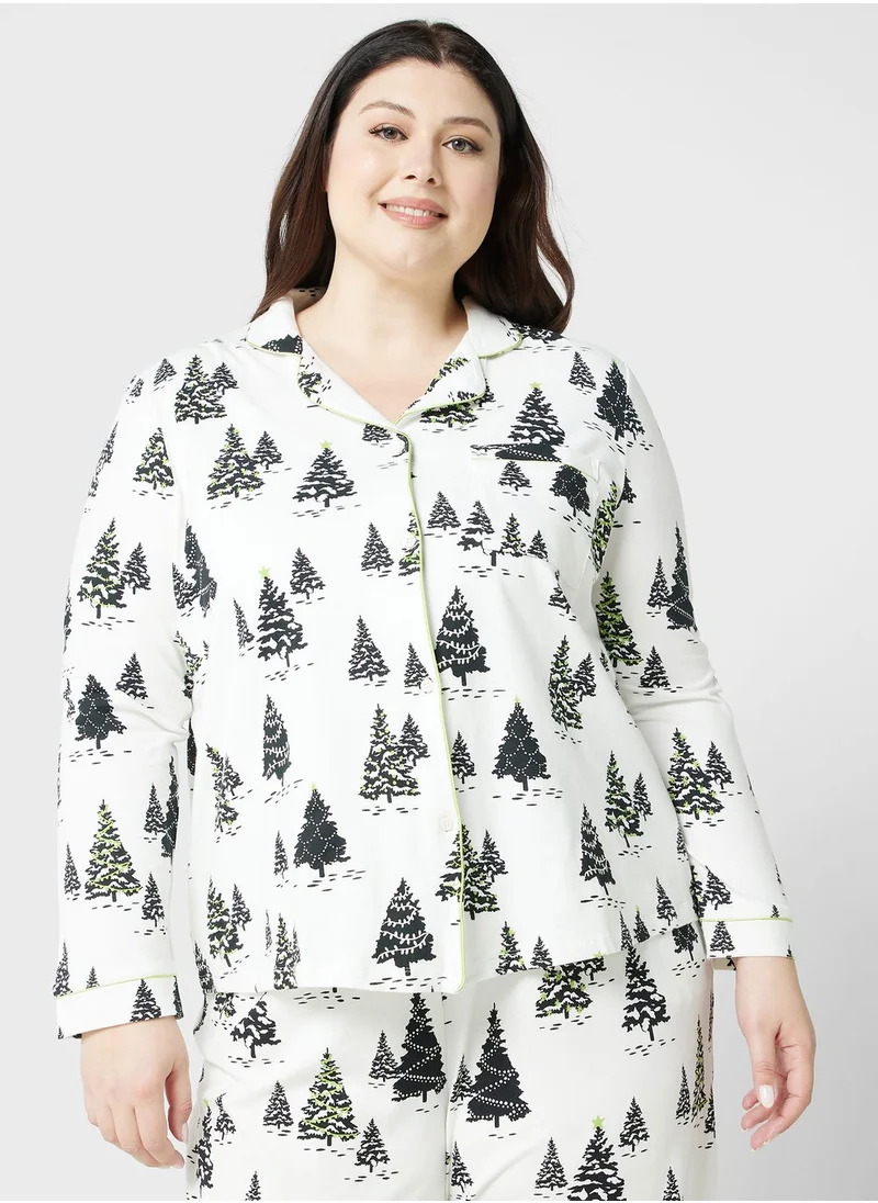 CHELSEA PEERS Printed Shirt & Pyjama Set