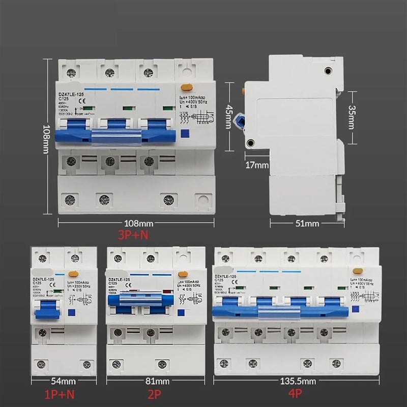 DZ47LE 2P 80A قاطع دائرة RCBO حماية من التسرب والدائرة القصيرة والحمولة الزائدة - Image 3