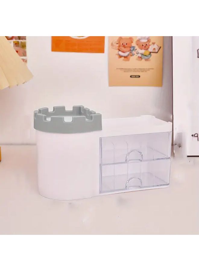 Blue Large Capacity Desktop Organizer with Drawers for Office Student Stationery Storage - Image 5