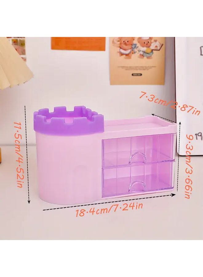 Blue Large Capacity Desktop Organizer with Drawers for Office Student Stationery Storage - Image 4