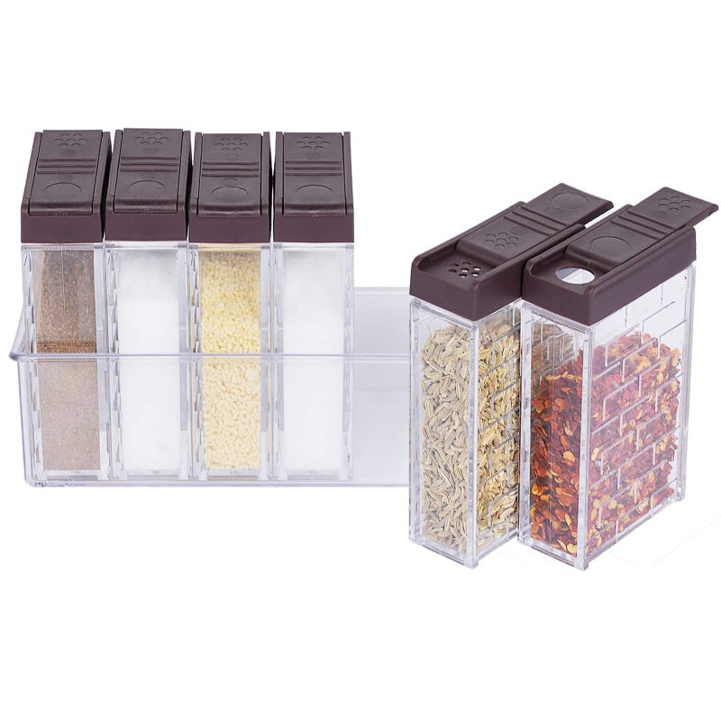 URALFA Mini Salt and Pepper Shakers With Lid Plastic Spice shaker Seasoning Shaker Travel Spice Containers without Spices Brown