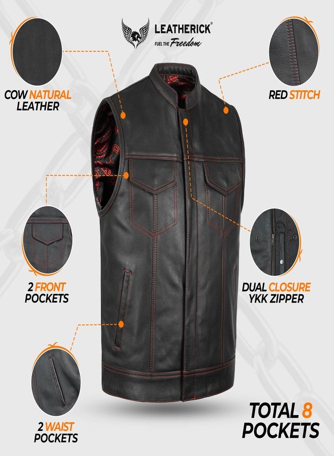 Leatherick SOA Black Leather Premium Vests for men having butter soft feel, Black, M - Image 3