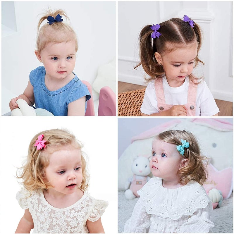 ALinmo Hair Clips for Girls - 80PCS Fully Lined Tiny Alligator Bows in Pairs for Infants and Toddlers - Image 3