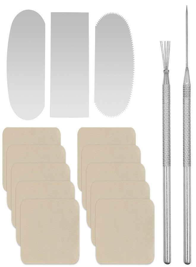 CKANDAY 10 Pcs Pre Cut Chamois Cloth + 3 Sculpture Pottery Molding Scraper Cutter + 1 Clay Ceramic Needle + 1 Feather Wire Texture Detail Tools Crafts,Clay Pottery Tools Trimming Mud Smoothing Pot Rim Kit - Image 1