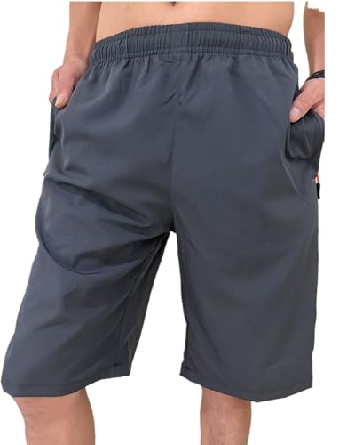 AICOC Men's Shorts Athletic Running Workout Swim Trunks with Ziper Pockets Quick Dry Lightweight Grey - Image 1