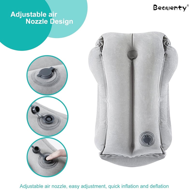 Beauenty Beauenty Inflatable Travel Pillow MultiFunctional Air PillowAvoid Neck and Shoulder Pain3 D Sleep Mask for Airplane Car BustravelTrain and Office Gray  - Image 4