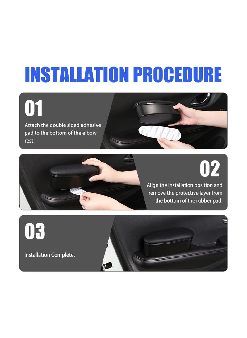 SYOSI Car Elbow Pads Armrest Car Armrest, Support Elbow Wrist Rest Pad Car Armrest Extender Auto Left Elbow Support, PU-Leather Adjustable Armrest Storage Organizer Fit for Most Car Models (Black) - Image 4