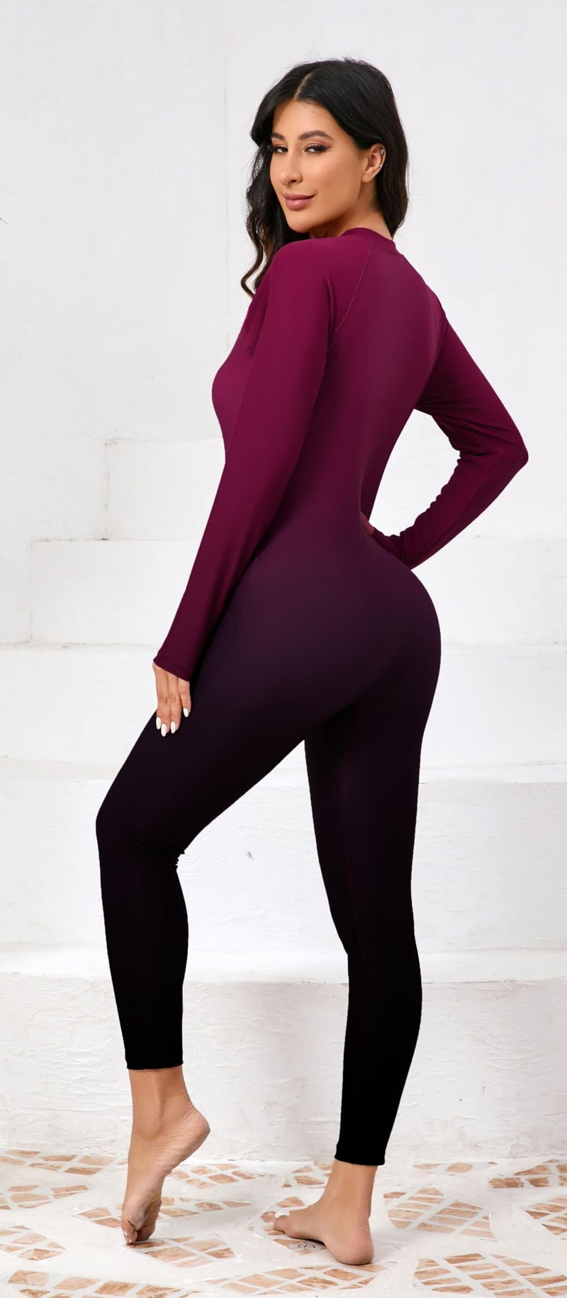 Halcurt Womens One Piece Long Sleeve Full Body Swimsuit UPF 50 Long Pants Rash Guard XS - Image 2