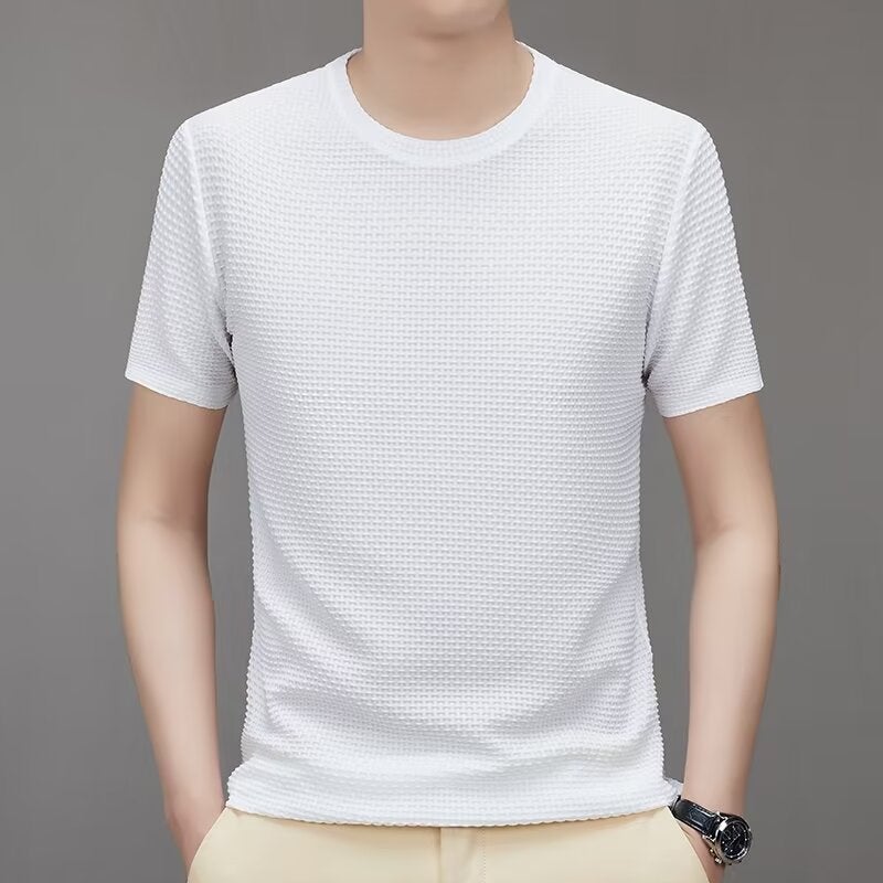 2024 Summer Ice Silk Seamless Men'S T-Shirt Young And Middle-Aged Fashion Casual Men'S Half Sleeve T-Shirt Source Manufacturers - Image 1