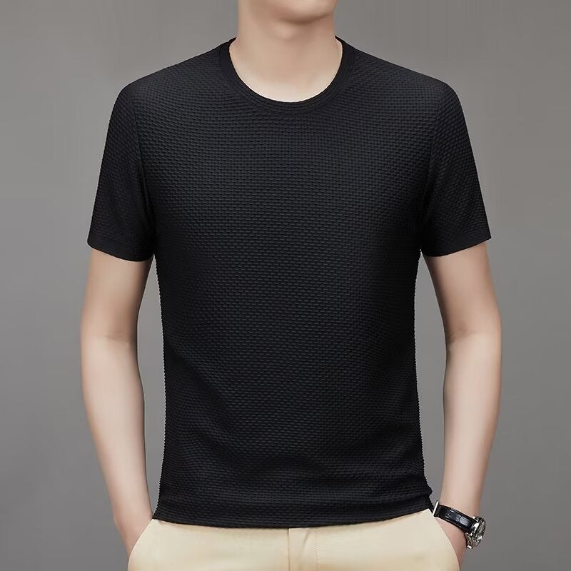 2024 Summer Ice Silk Seamless Men'S T-Shirt Young And Middle-Aged Fashion Casual Men'S Half Sleeve T-Shirt Source Manufacturers - Image 3