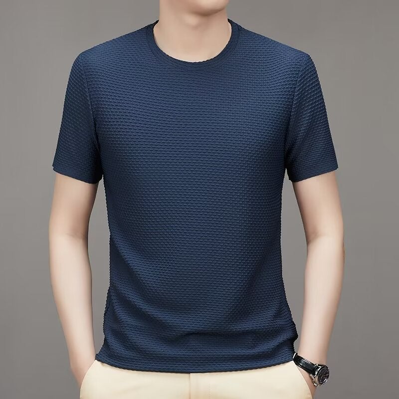 2024 Summer Ice Silk Seamless Men'S T-Shirt Young And Middle-Aged Fashion Casual Men'S Half Sleeve T-Shirt Source Manufacturers - Image 4