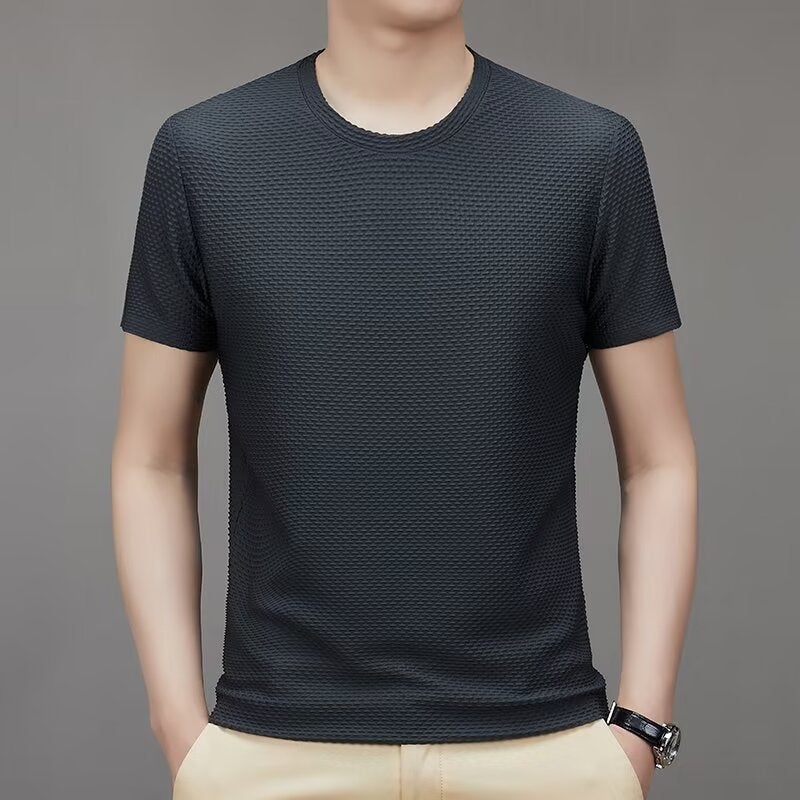 2024 Summer Ice Silk Seamless Men'S T-Shirt Young And Middle-Aged Fashion Casual Men'S Half Sleeve T-Shirt Source Manufacturers - Image 5