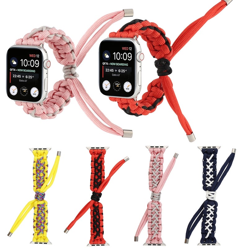 Braided Umbrella Cord Strap For Apple Series 7 45mm / 6 & SE & 5 & 4 44mm / 3 & 2 & 1 42mm(Yellow)