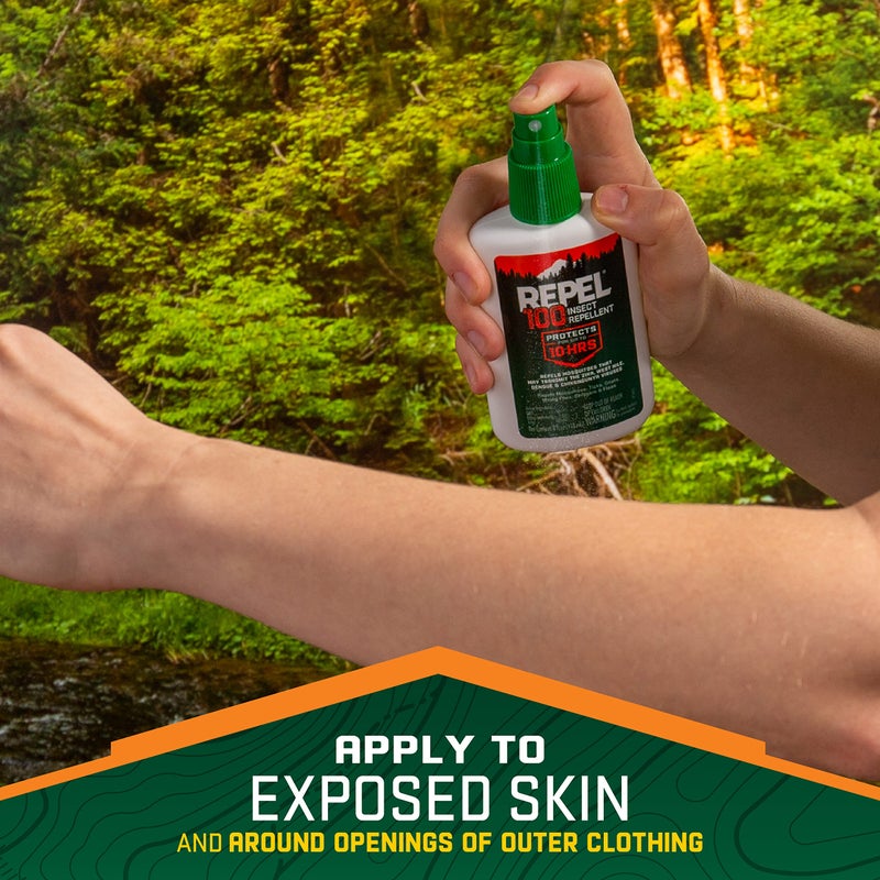 repel طارد الحشرات 100، يطرد البعوض، القراد والذباب، للظروف الشديدة، يحمي لمدة تصل إلى 10 ساعات، 98% DEET (بخاخ مضخة)، 4 أونصة سائلة (عبوة من 6) - Image 4