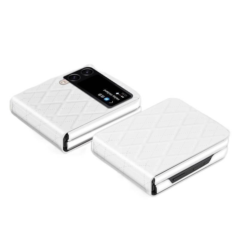 غطاء واقي بملمس جلد لـ Samsung Galaxy Z Flip 7 مع تغطية كاملة ومقاوم للخدش مع مقاوم للصدمات مع حماية من السقوط باللون أبيض خفيف الحمل للاستخدام الداخلي للرحلات اليومية - Image 3
