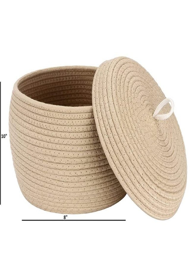 GRATIFY Cute Round Basket - Cotton Rope Jute Baskets in Living Room Bedroom Storage Bakset for Children Corner Plant Basket Indoor, Jute, 10" D x 8" H Brown - Image 4