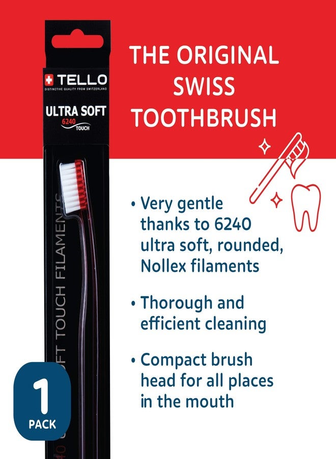 TELLO 6240 Adult Ultra Soft SwissToothbrush for Gentle Cleaning with Ergonomic Handle, Assorted Colors, 1 Count - Image 3