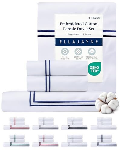 Ella Jayne Duvet Cover King (3 Pieces), 100% Cotton Percale, King/Cali King, Soft, Breathable & Lightweight Including King Duvet Cover (1 Piece) 106 x 90 Inches with 2 Pillow Shams (Navy Design) - Image 2