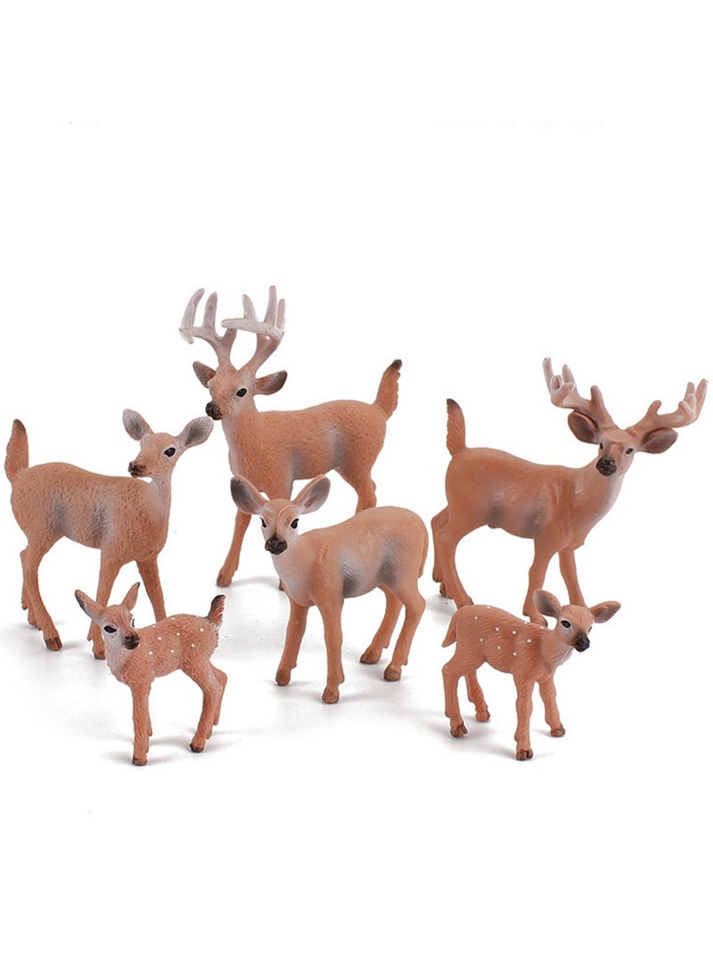 6 Pieces White Tailed Deer Animal Model Set, Creature Statue Miniature Animal Toy Cake Decoration Animal Theme Party Display, Gift For Kids - Image 1