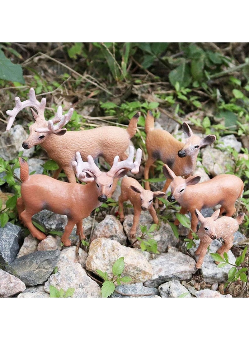 6 Pieces White Tailed Deer Animal Model Set, Creature Statue Miniature Animal Toy Cake Decoration Animal Theme Party Display, Gift For Kids - Image 2