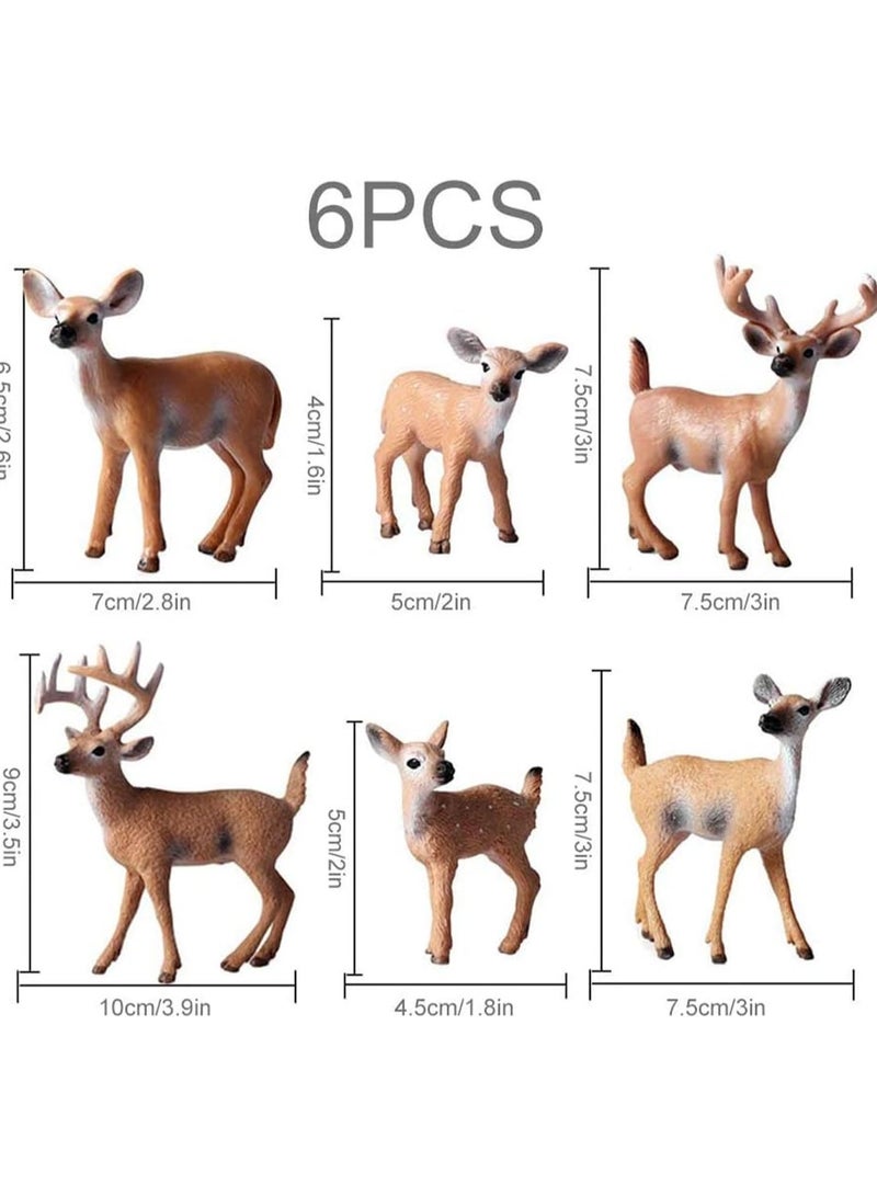 6 Pieces White Tailed Deer Animal Model Set, Creature Statue Miniature Animal Toy Cake Decoration Animal Theme Party Display, Gift For Kids - Image 3