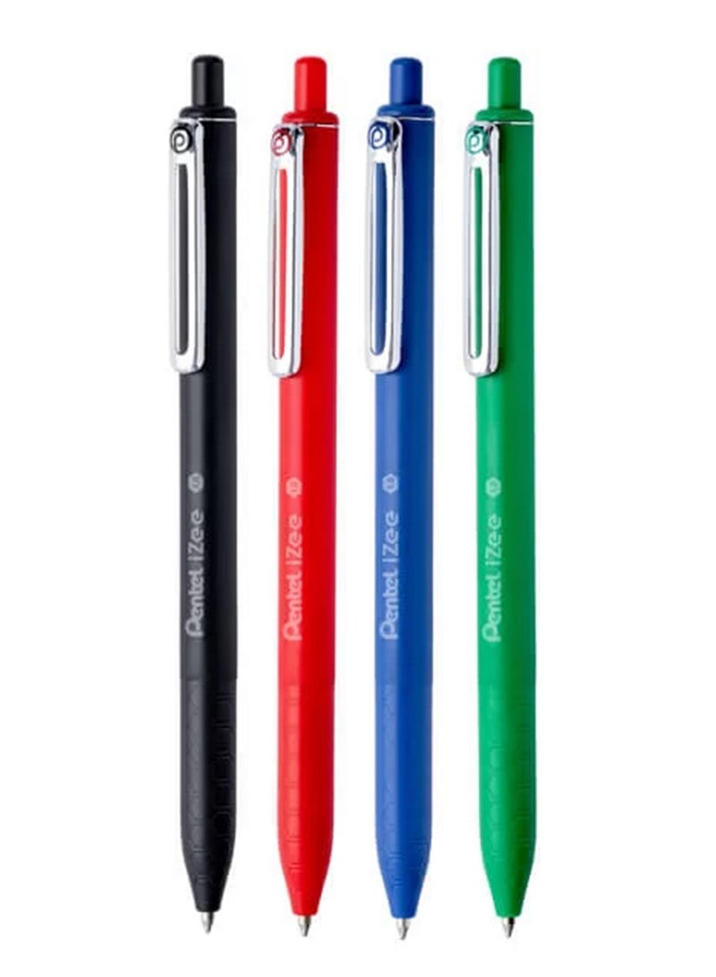 Pentel 4-Piece Izee Retractable Ballpoint Pen 1.0mm Tip Multicolour - Image 1