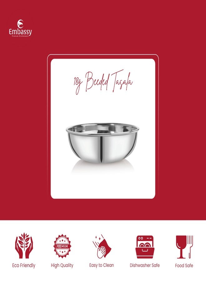 EMBASSY Premium 18G Plain Tasla (Kadhai Without Handle), Size 16, 30 cms, 5000 ml, Heavy/Thick, Stainless Steel - Image 2