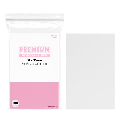 Mandu Deco Kpop Photocard Sleeves Clear Polypropylene Card Protector for Albums Photocards, PVC Free and Acid Free, 100 Sleeves per Pack (61x91mm for Double sleeving) - Image 1