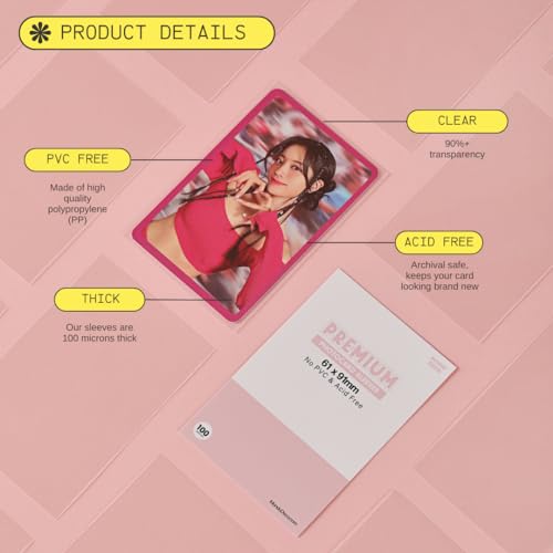 Mandu Deco Kpop Photocard Sleeves Clear Polypropylene Card Protector for Albums Photocards, PVC Free and Acid Free, 100 Sleeves per Pack (61x91mm for Double sleeving) - Image 2