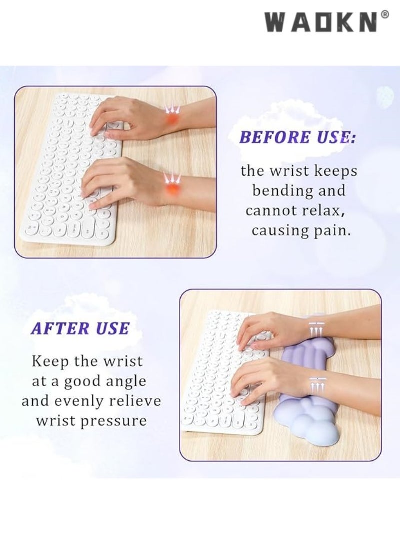 WAOKN Keyboard Wrist Rest Pad, Silicone Cloud Palm Rest Keyboard, Cute Wrist Pad for Computer Keyboard, Wrist Support for Keyboard, Desk Accessories Keyboard Arm Rests for Wrists - Image 4