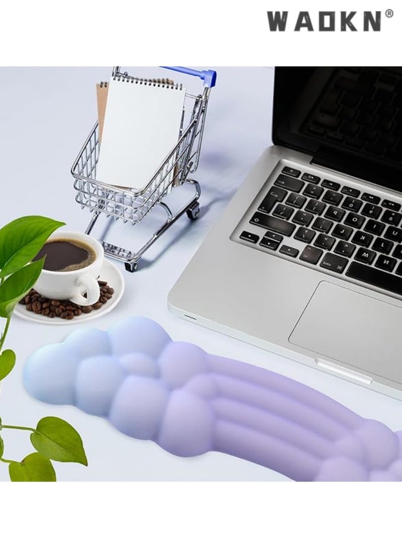 WAOKN Keyboard Wrist Rest Pad, Silicone Cloud Palm Rest Keyboard, Cute Wrist Pad for Computer Keyboard, Wrist Support for Keyboard, Desk Accessories Keyboard Arm Rests for Wrists - Image 2