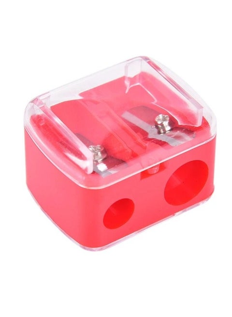 مبراة مكياج واحدة، مبراة مستحضرات تجميل، مبراة أقلام رصاص لقلم الحواجب، قلم تحديد الشفاه، محدد العيون، شفرات دقيقة، سهلة الاستخدام - أحمر